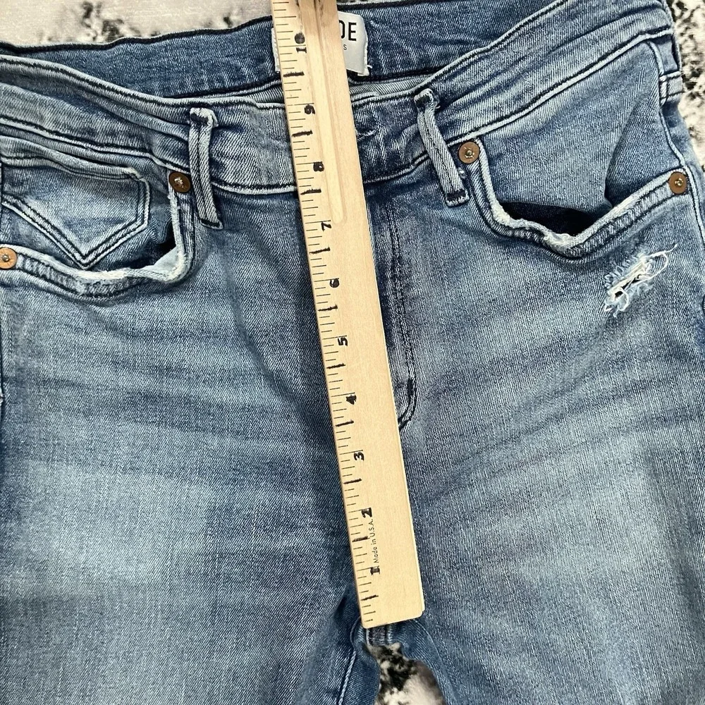 AGOLDE High Rise Skinny Jeans Distressed Raw Hem Light Wash Womens 28 Stretch